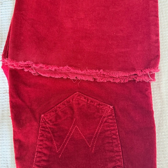 Mother Jeans The Weekender Fray Garent Red Cord  Flare Pants Size 25 - Picture 5 of 9